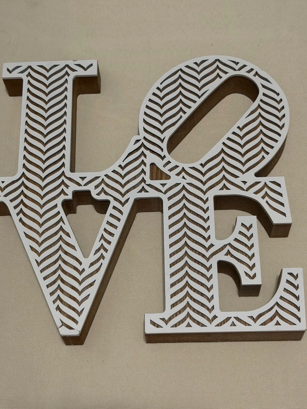 White Patterned Valentine’s Day LOVE Sign & Brown Western Wedding Ring Box